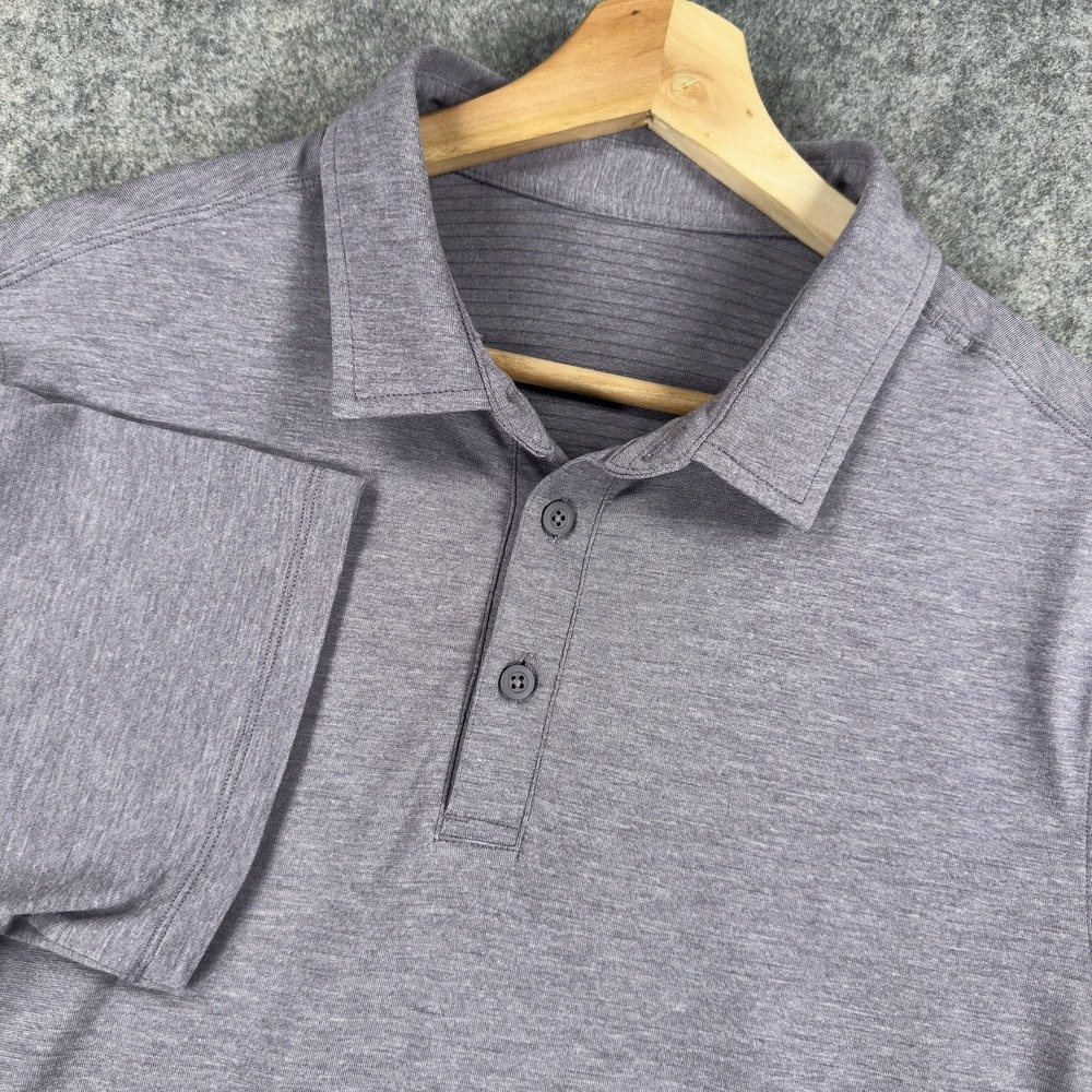 Lululemon Polo Shirt Mens Medium Purple Short Sleeve Athletic Golf Performance